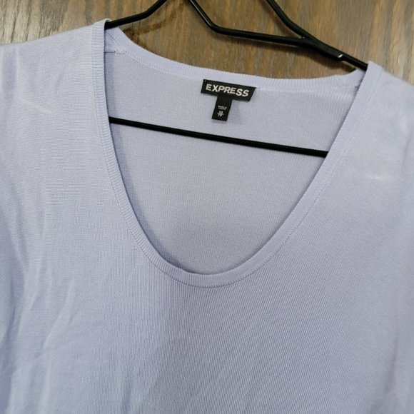 Express Lavender Scoop Neck Ruffle Hem Tunic Sweater Size XS - Picture 3 of 15